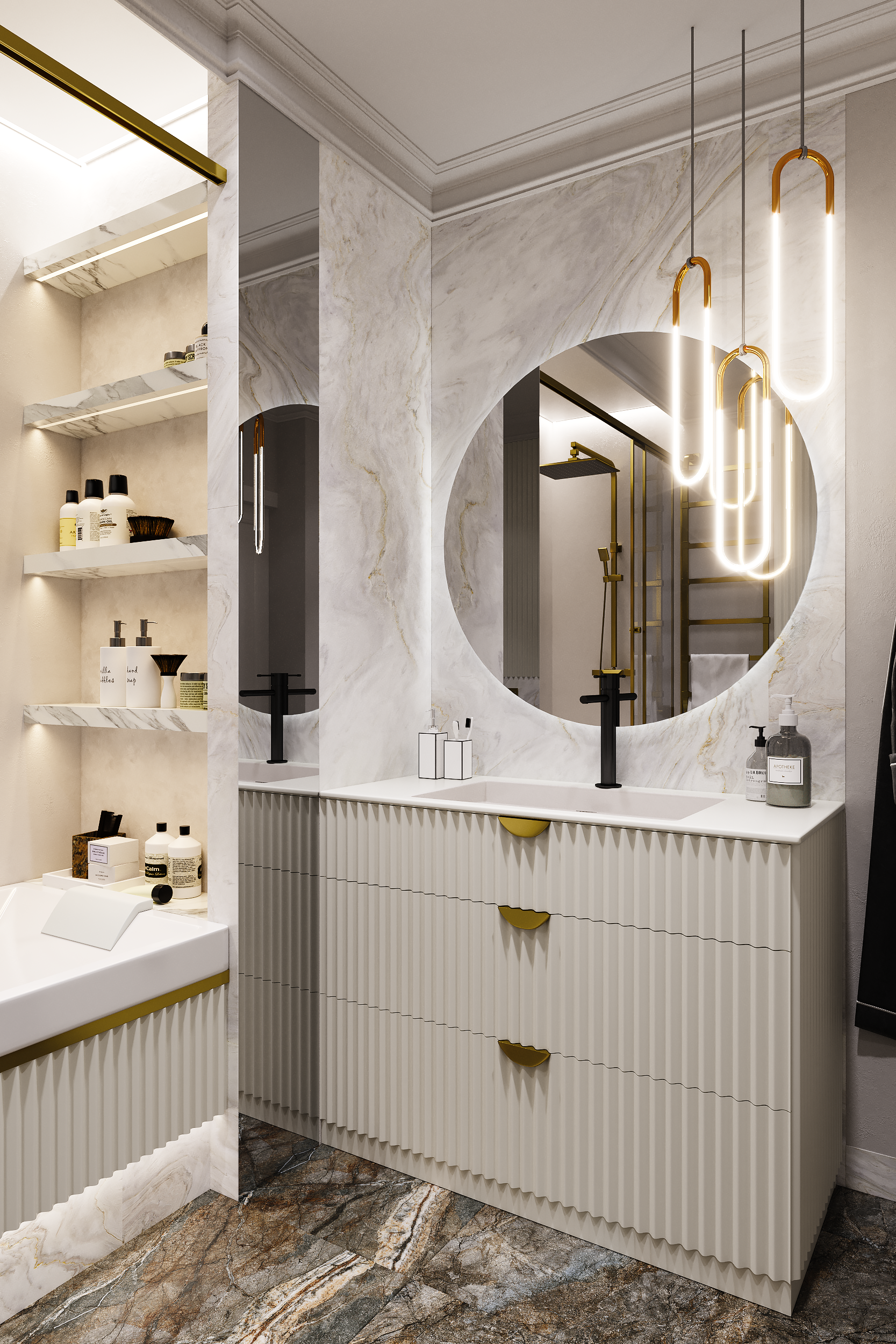 Дизайн-проект ванной комнаты для молодой семьи